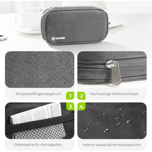 AUVON Tablettenbox 7 Tage 2 Fächer mit Stofftasche Grau