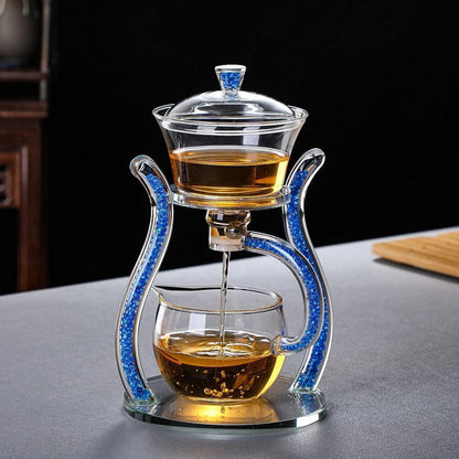 Glas-Teekanne Set mit Infusor & Rotation – Blau