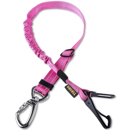 Hund Auto Sicherheitsgurt mit Bungee & 360° Drehklickverschluss Rosa