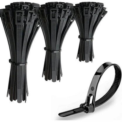 150x Kabelbinder Schwarz – Wiederverschließbar 150/200/300mm
