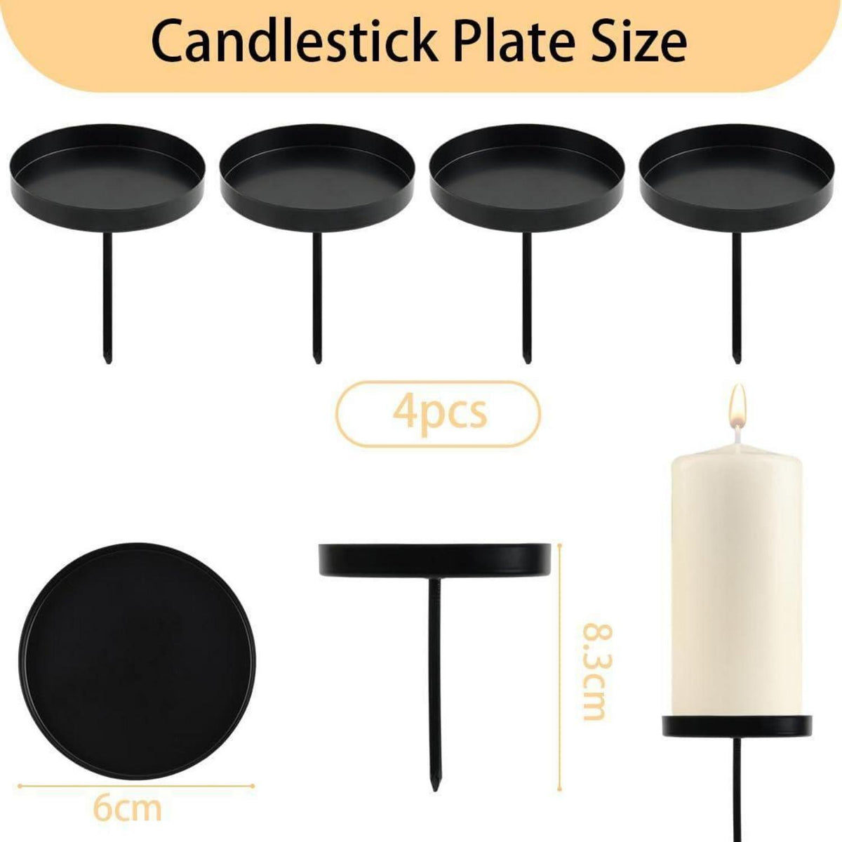 4er Set Kerzenhalter Adventskranz 6cm Metall Schwarz