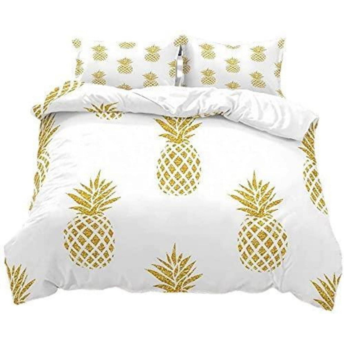Tropischer Ananas Bettbezug Set 155x220cm - Luxus Mikrofaser