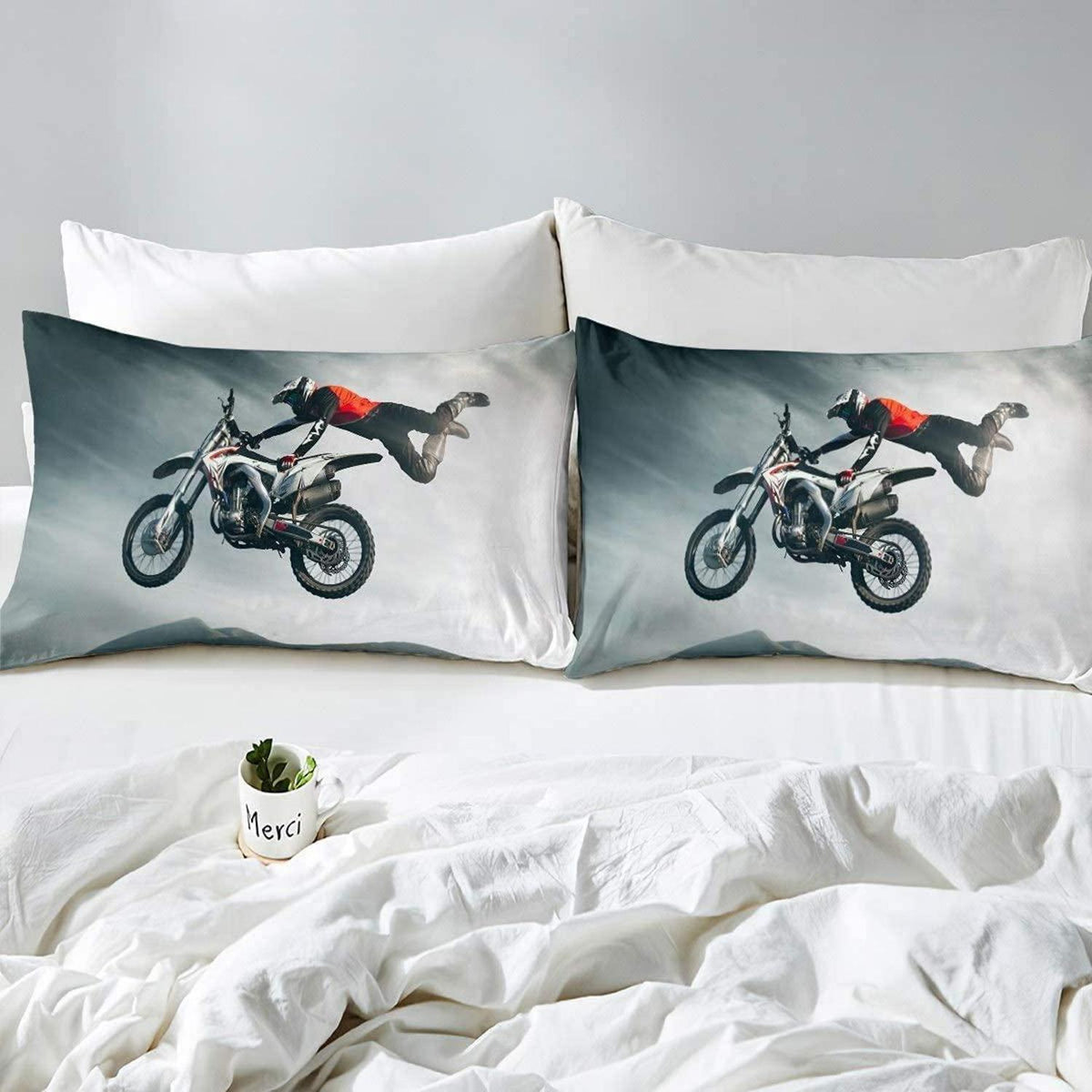 Motocross Bettwäsche Set 220x240cm – Kinderzimmer & Motorrad Design