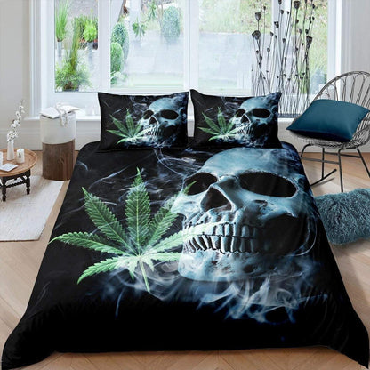 Marihuana Blatt Bettwäsche Set – Gothic Schlafzimmer Kollektion