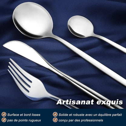 Edelstahl Besteckset 24 Teile für 6 Personen, Silber