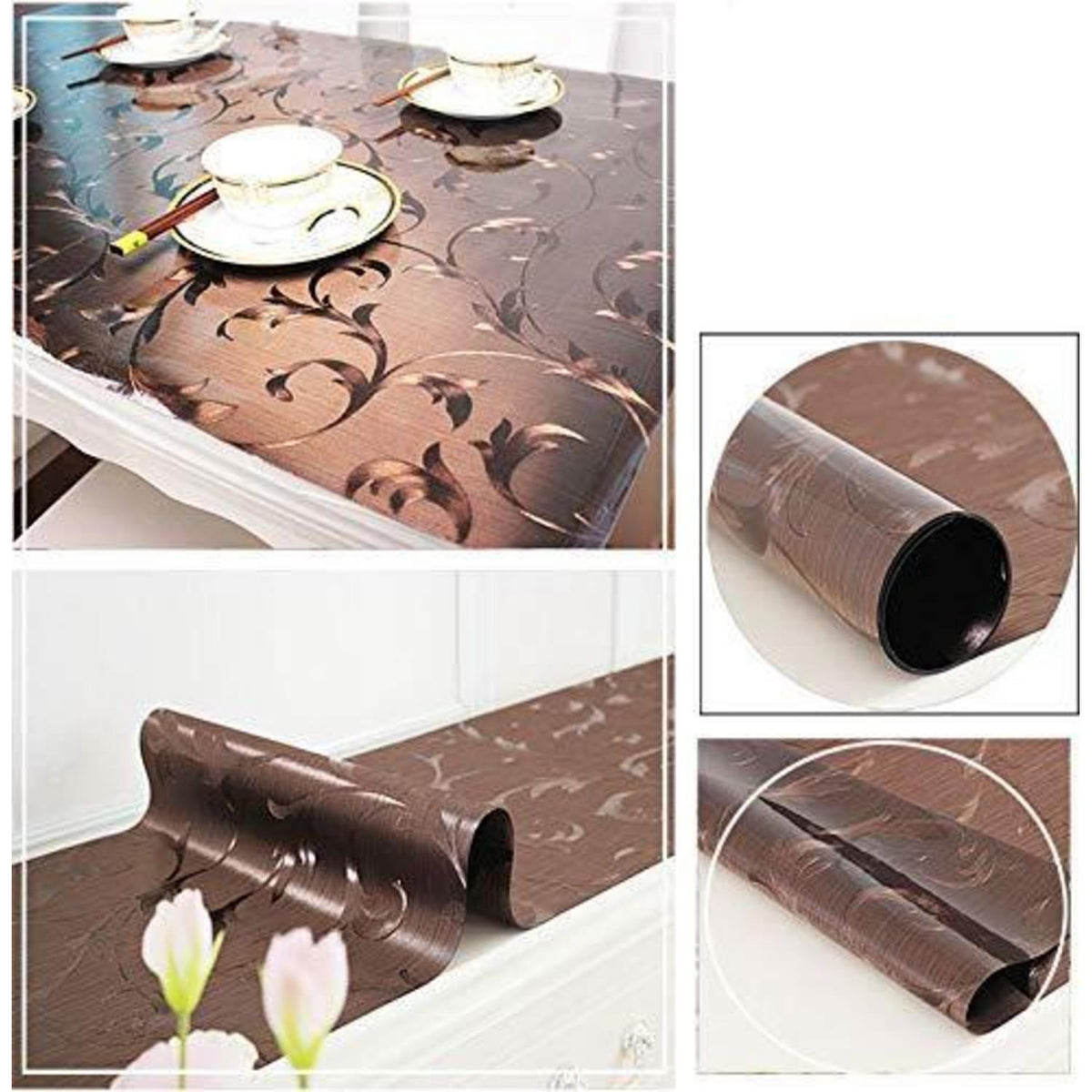 PVC Tischdecke wasserdicht braun 80x200cm - Tischfolie & Tischschutz