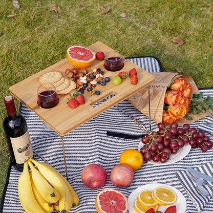 Picknickkorb Set für 2 Personen mit Weintisch & Zubehör