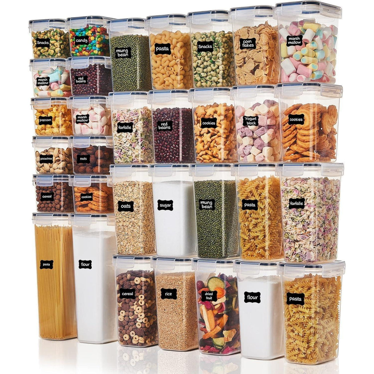 Vorratsdosen Set 32 Stück luftdicht BPA-frei mit Etiketten