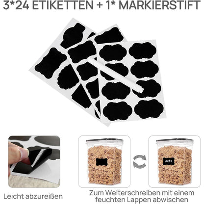 Vorratsdosen Set 32 Stück luftdicht BPA-frei mit Etiketten