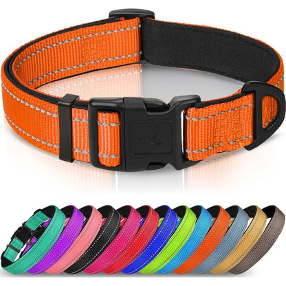 Gepolstertes Hundehalsband Neopren Nylon Verstellbar XL Orange