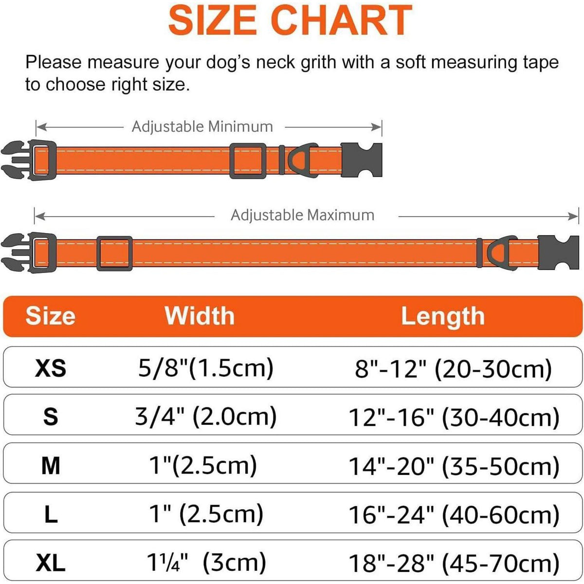 Gepolstertes Hundehalsband Neopren Nylon Verstellbar XL Orange
