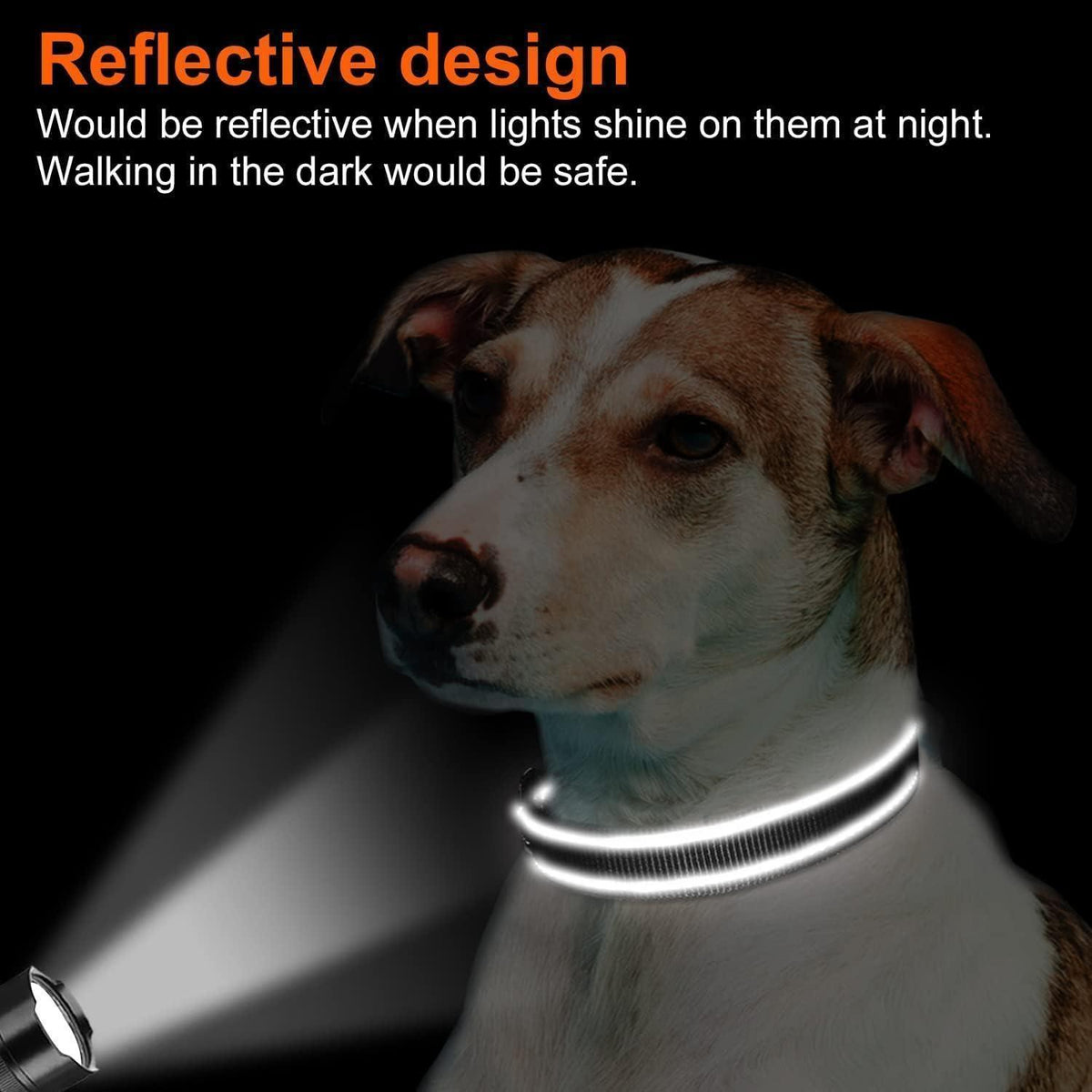 Gepolstertes Hundehalsband aus Neopren & Nylon, verstellbar, reflektierend, XL Schwarz