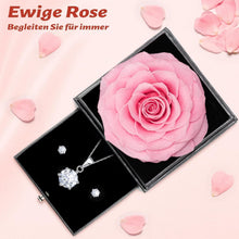 Ewige Rose mit Kette & Ohrringen aus 925 Silber, Geschenk für Frauen