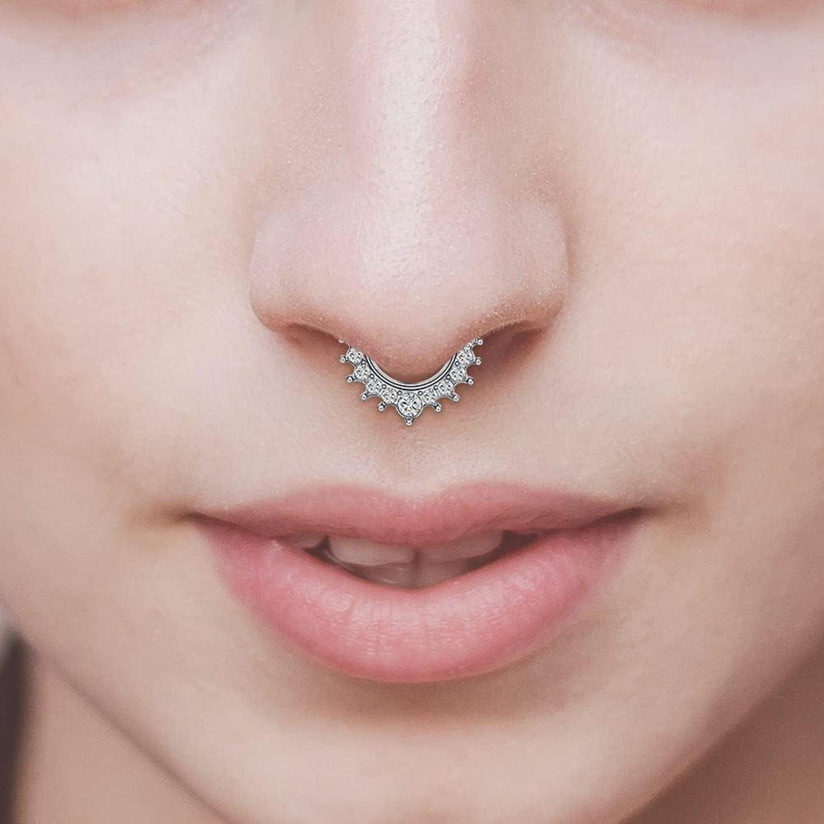 Fake Nasenpiercing Set 9 Stück Silber Chirurgenstahl Hoop
