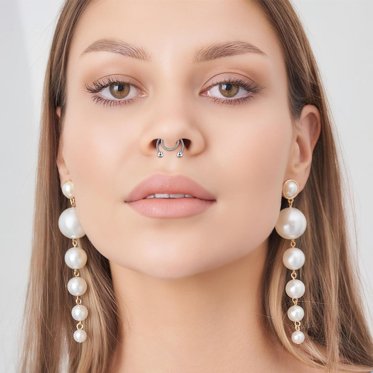 Fake Nasenpiercing Set 9 Stück Silber Chirurgenstahl Hoop