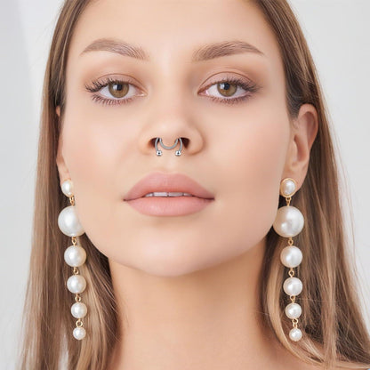 Fake Nasenpiercing Set 9 Stück Silber Chirurgenstahl Hoop