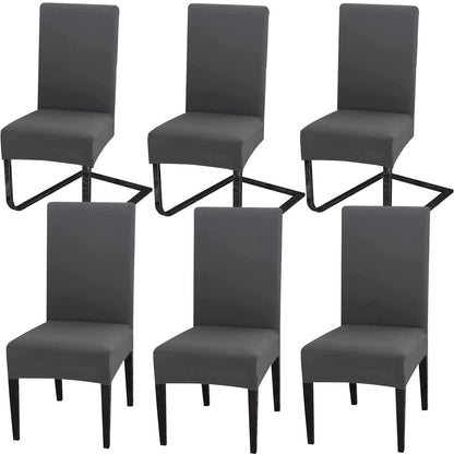 6x Stuhlhussen Stretch Dunkelgrau – Universal Passform
