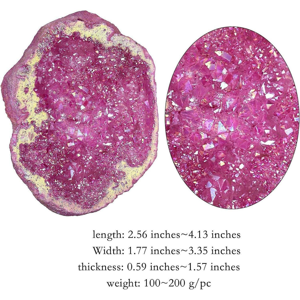Titan beschichteter Kristall Geode Rohstück, Roter Quarz Cluster 100-200g