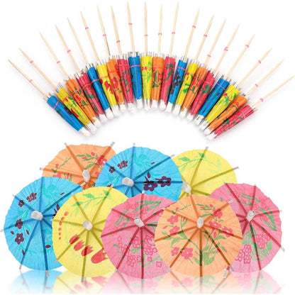 50 Cocktail-Schirmchen 10cm Bunt für Partys & Sommerfest