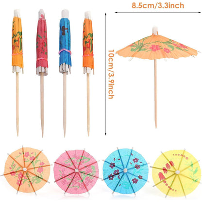 50 Cocktail-Schirmchen 10cm Bunt für Partys & Sommerfest