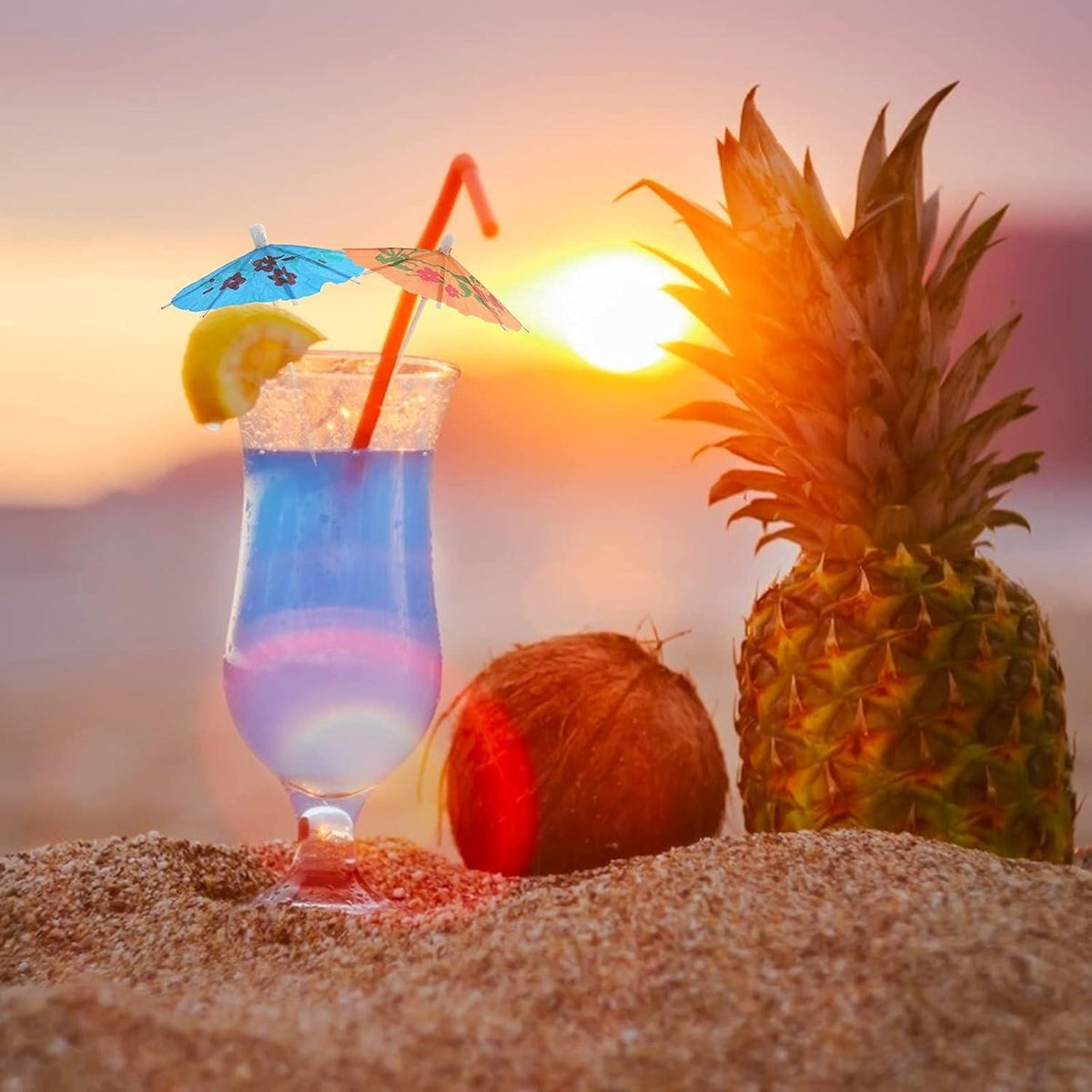 50 Cocktail-Schirmchen 10cm Bunt für Partys & Sommerfest