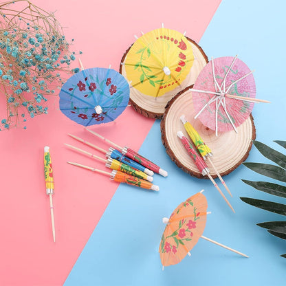 50 Cocktail-Schirmchen 10cm Bunt für Partys & Sommerfest