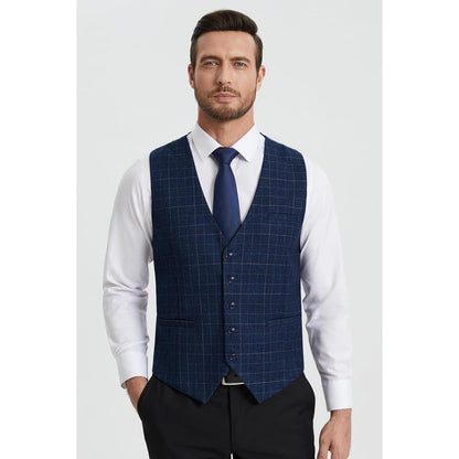 Formale Hochzeitsfeier Baumwolle Plaid Anzug Weste Herren XS