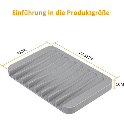 Silikon Seifenschale 2er Set mit Ablauf, Grau