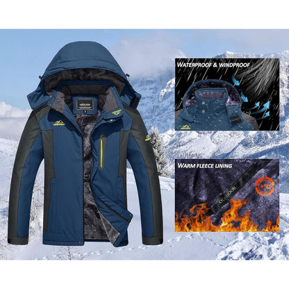 Herren Winterjacke Wasserdicht Warm Gefüttert Skijacke Blau