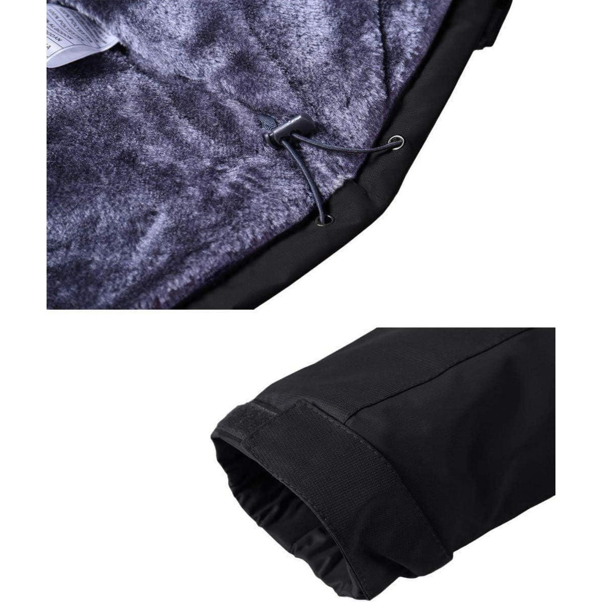 Herren Winterjacke Wasserdicht Warm Gefüttert Skijacke Schwarz