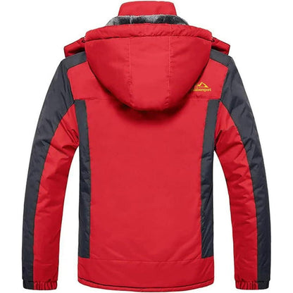 Herren Winterjacke Wasserdicht Warm Gefüttert Skijacke Rot