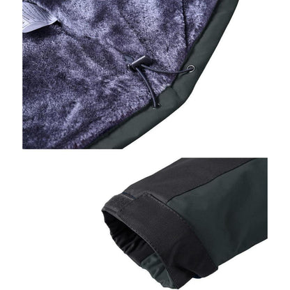 Herren Winterjacke Wasserdicht Warm Gefüttert Skijacke Grau-Schwarz
