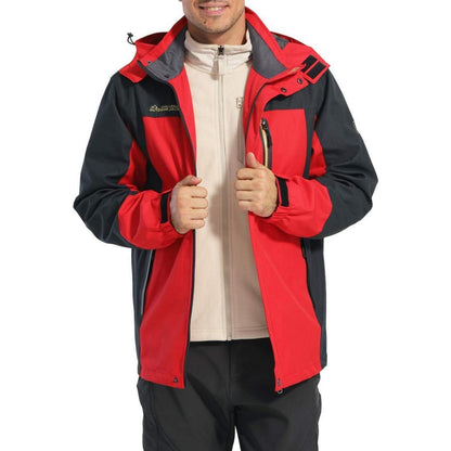 Herren Softshelljacke wasserabweisend mit abnehmbarer Kapuze Dunkeloliv XL