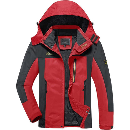 Herren Softshelljacke wasserabweisend mit abnehmbarer Kapuze Rot