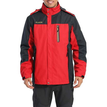 Herren Softshelljacke wasserabweisend mit abnehmbarer Kapuze Rot