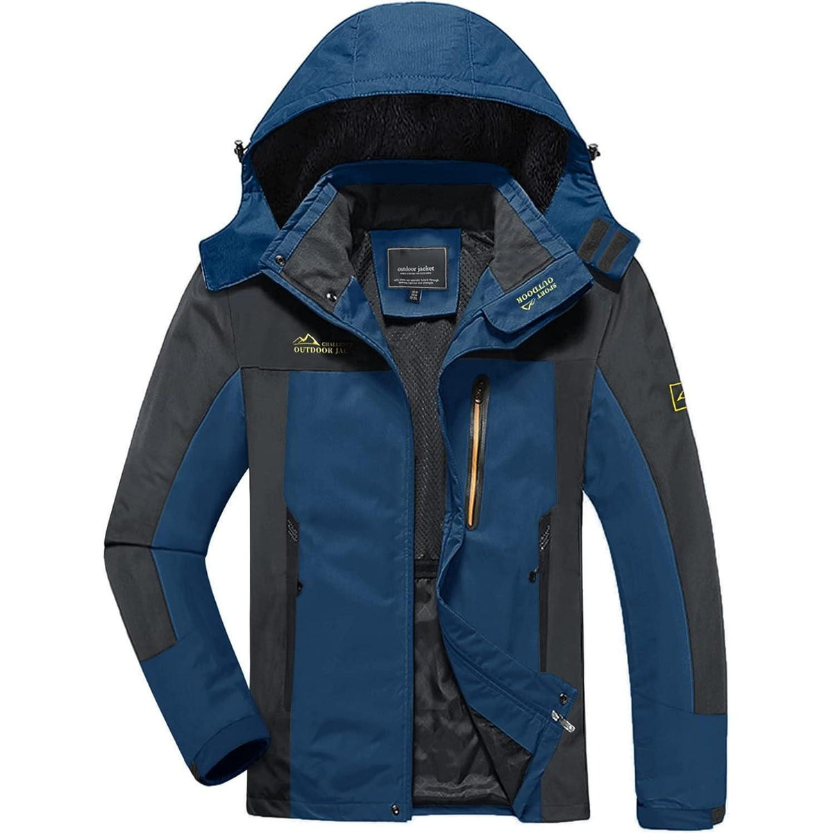 Herren Softshelljacke wasserabweisend mit abnehmbarer Kapuze Denimblau