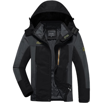 Herren Softshelljacke wasserabweisend mit abnehmbarer Kapuze L Schwarz-grau