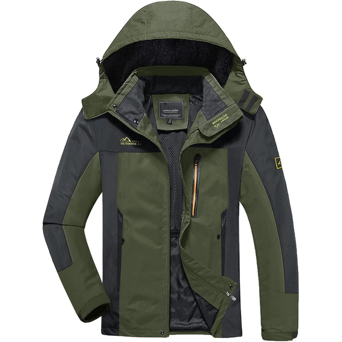 Herren Softshelljacke wasserabweisend mit abnehmbarer Kapuze Dunkeloliv XXL