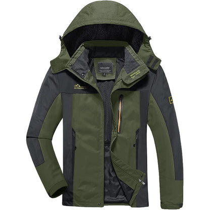 Herren Softshelljacke wasserabweisend mit abnehmbarer Kapuze Dunkeloliv XXL
