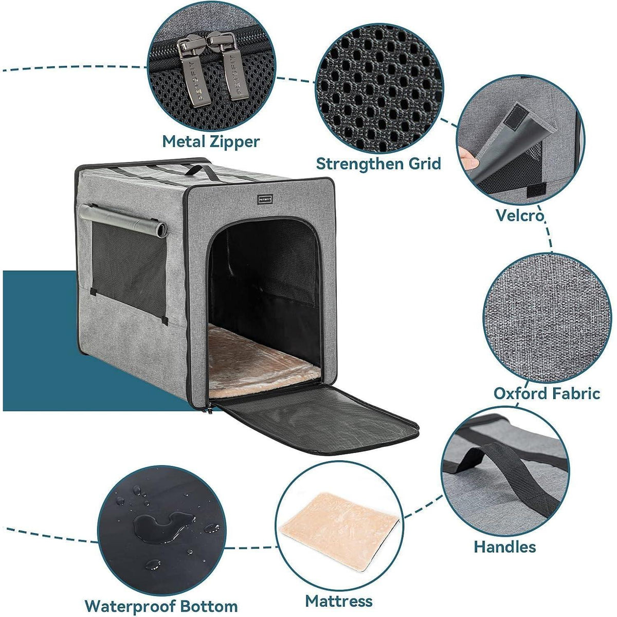 Faltbare Hundebox mit Plüschmatte – Tragbar & Reisenah