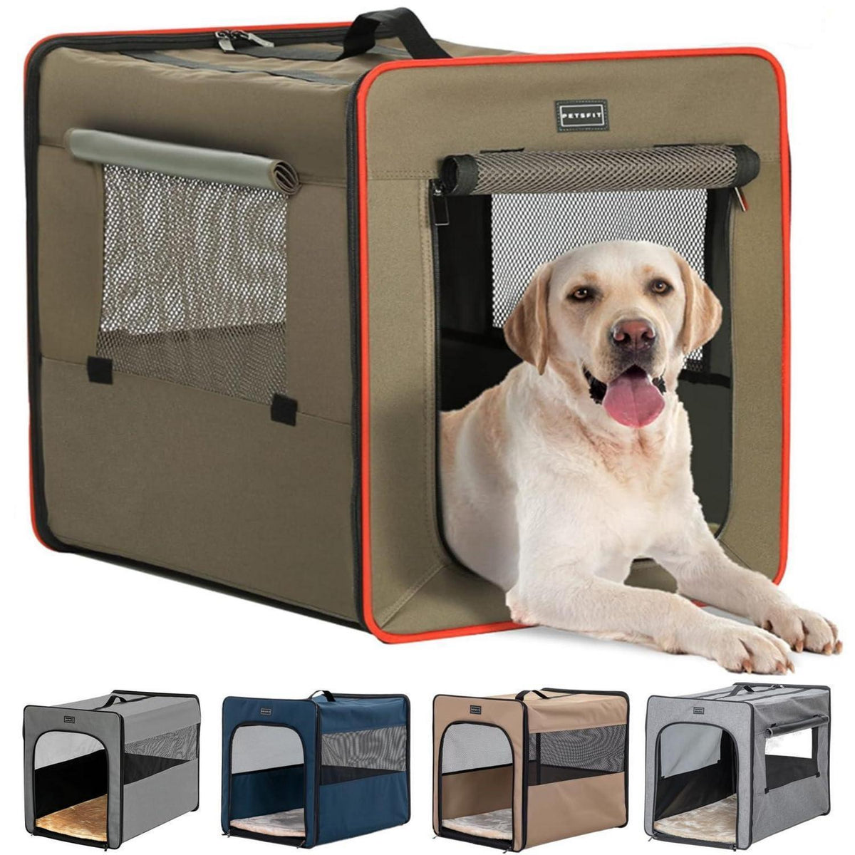 Faltbare Hundebox mit Plüschmatte – Braun, L 79x53.5x66cm