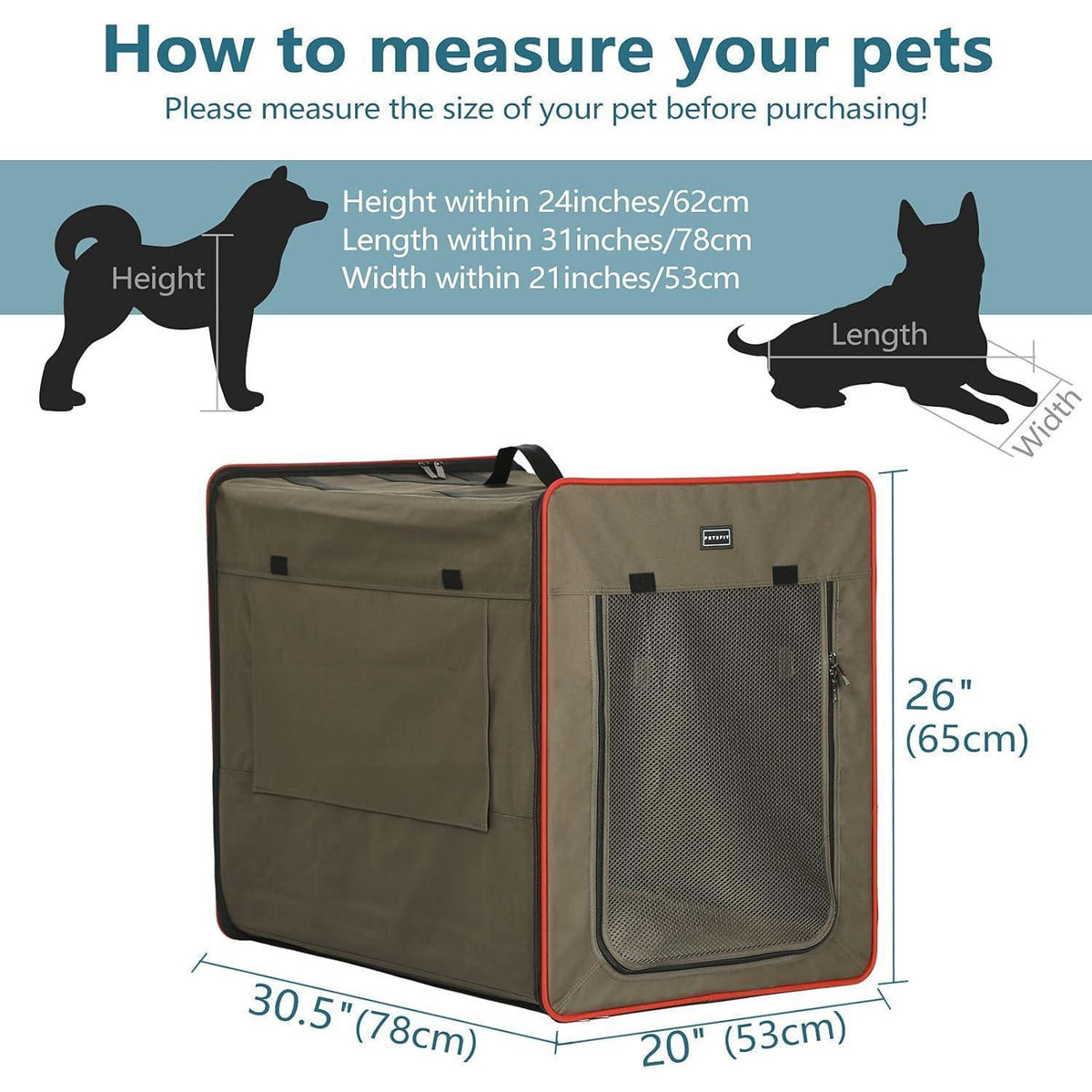 Faltbare Hundebox mit Plüschmatte – Braun, L 79x53.5x66cm