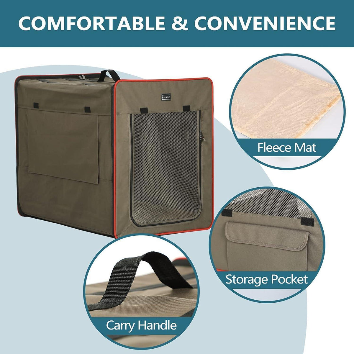 Faltbare Hundebox mit Plüschmatte – Braun, L 79x53.5x66cm