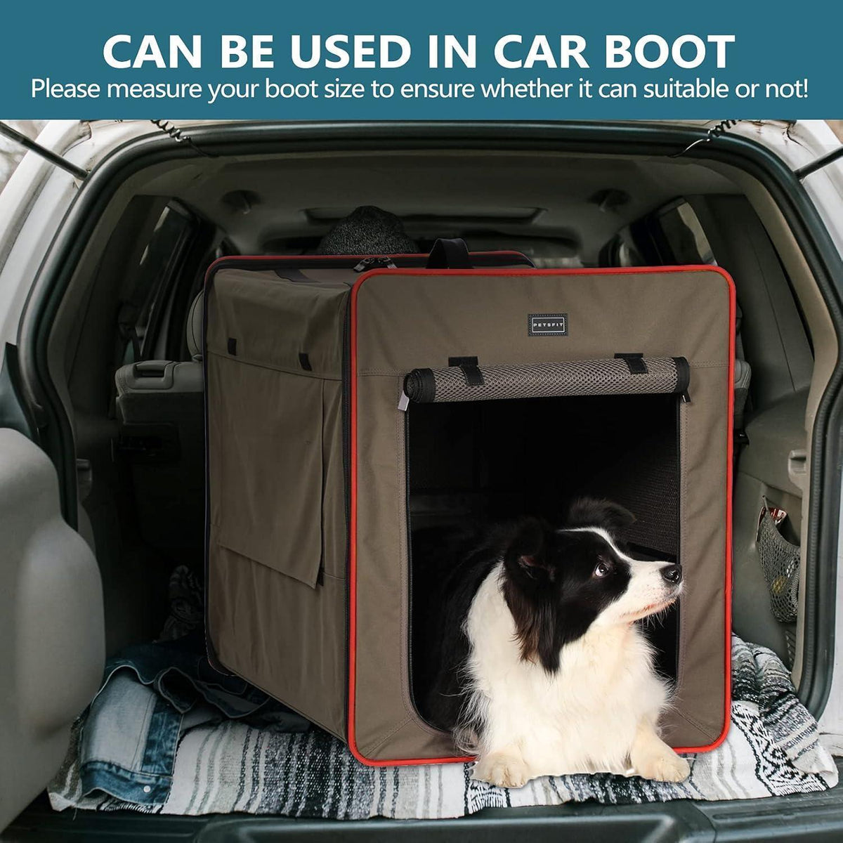 Faltbare Hundebox mit Plüschmatte – Braun, L 79x53.5x66cm