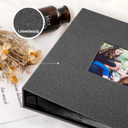 Fotoalbum 1000 10x15 XXL Leinen Einsteckalbum Schwarz