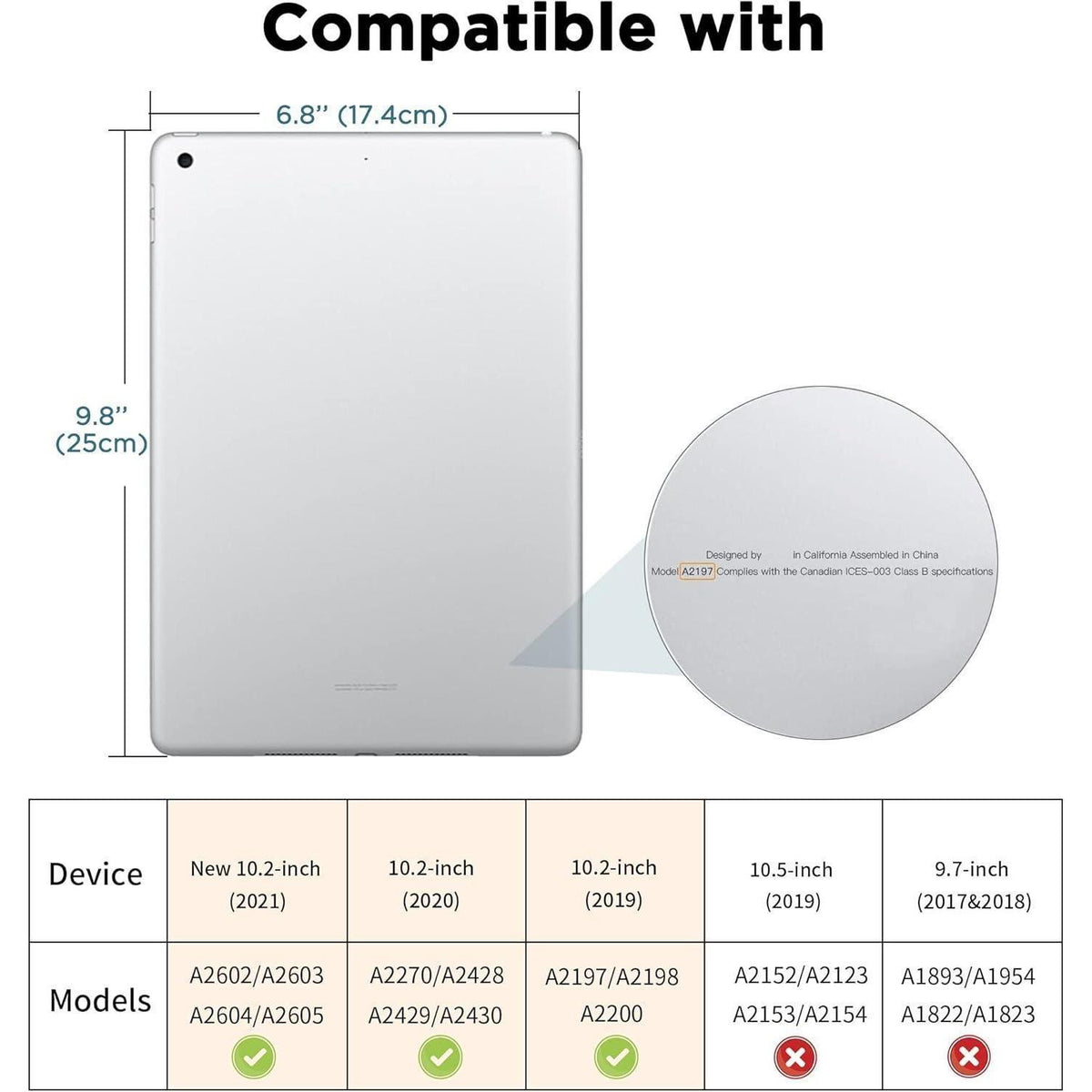 iPad 10.2 Zoll Hülle mit Stifthalter und Standfunktion, Schwarz