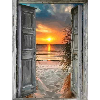 Malen nach Zahlen Sonnenuntergang am Meer – DIY Ölgemälde Kit