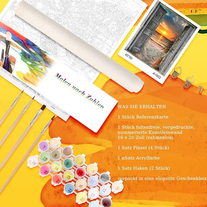 Malen nach Zahlen Sonnenuntergang am Meer – DIY Ölgemälde Kit