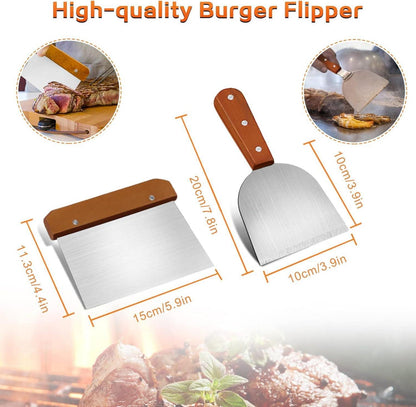Grillspachtel Set Edelstahl BBQ Zubehör 8-teilig BBQ Werkzeug Set