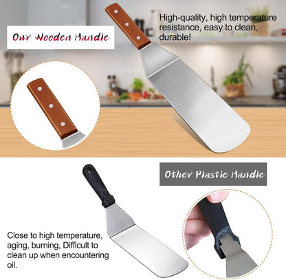 Grillspachtel Set Edelstahl 8-teilig BBQ Zubehör Camping Teppanyaki